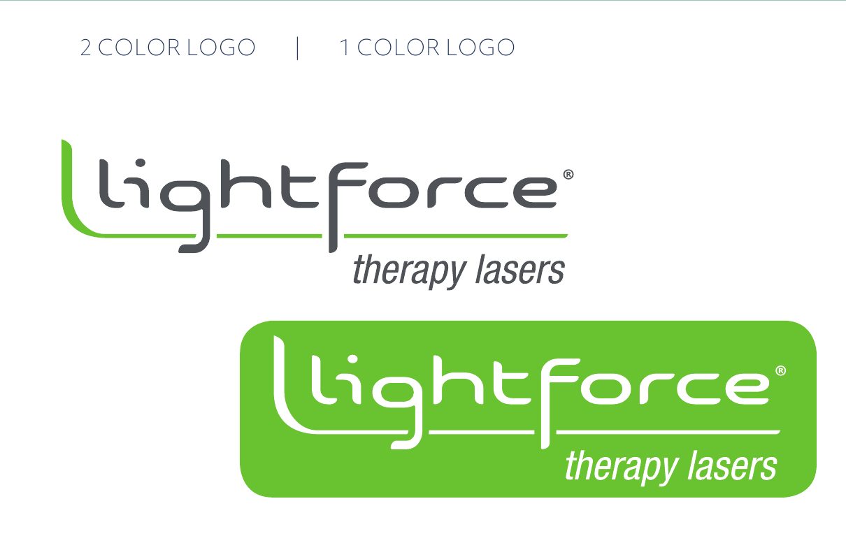Two-color and one-color LightForce logo versions